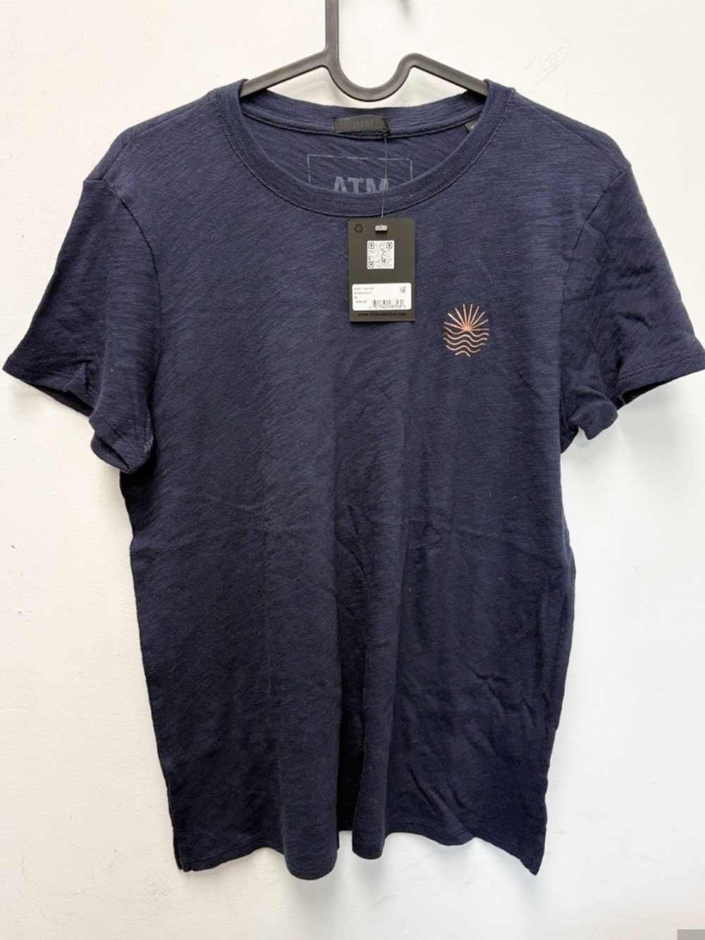 ATM Anthony Thomas Melillo Navy Short-Sleeve Crewneck with Sun Emblem